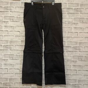 Women’s PrAna Monarch black zip off convertible shorts utility pants 14